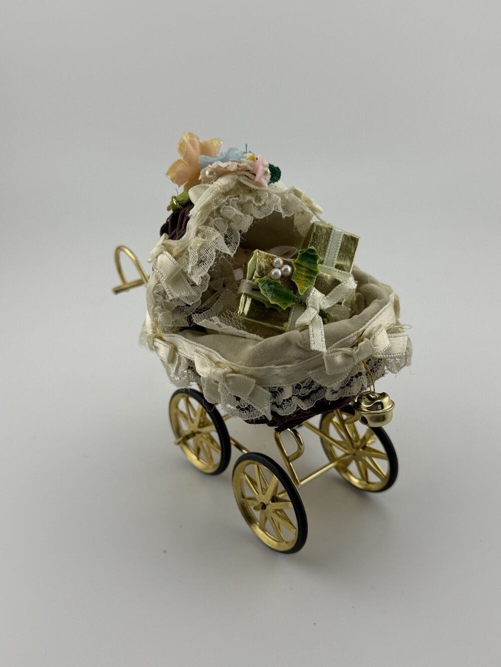 Vintage Kurt S Adler 1985 Mini Baby Carriage Christmas Ornament 5" long